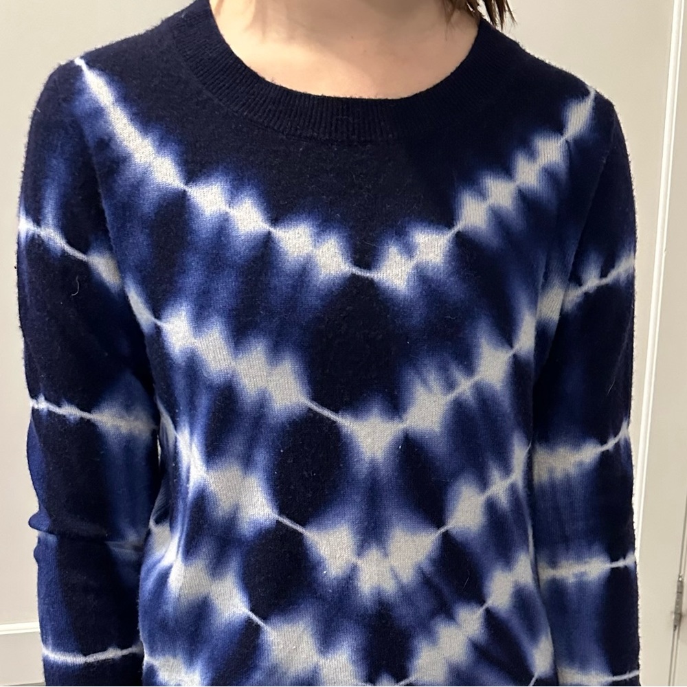 J. Crew Tie-Die Cashmere Blue Sweater